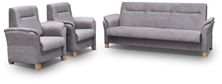 mb-moebel Polstergarnitur Sofa Set 3er Couch & 1er Wohnlandschaft 3-Sitzer und Zwei Sessel Möbel Set - Anna (Grau)