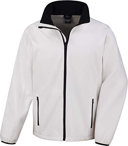 Result Men's Core Printable Soft Shell Jacket, White (WHI/Blk), Medium(Size:M)