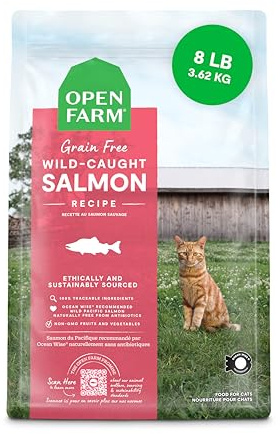 Open Farm Grain Free Dry Cat Food, Wild-Caught Salmon Kibble, 8lb Bag
