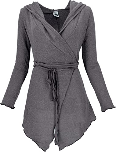 GURU SHOP Pixi Wickel-Strickjacke - Granitgrau, Damen, Baumwolle