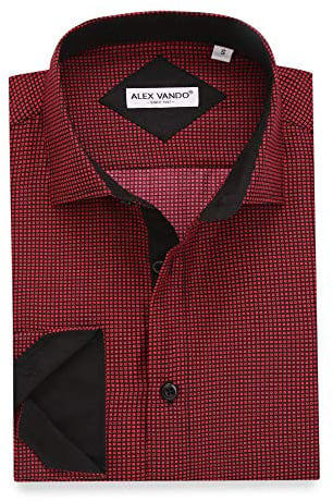 Alex Vando Mens Printed Dress Shirts Long Sleeve Regular Fit Button Down Shirt,Burgendy,L