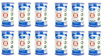 Intex 29005E Easy Set - Cartucho de repuesto para bomba de filtro tipo B con 63 pliegues para una piscina limpia y clara, (paquete de 12)