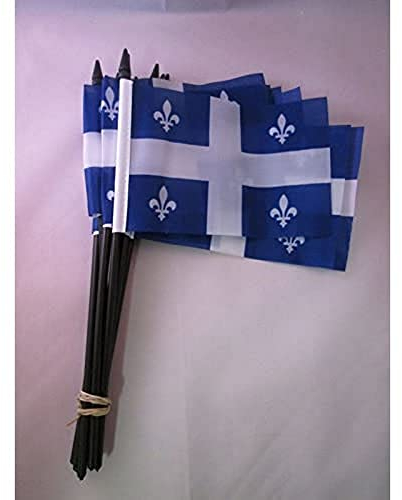 AZ FLAG Bandera de Quebec 15x10cm con Palo - Lote de 10 Bandera Provincia CANADÁ DE Quebec 10 x 15 cm Poliester Ligero
