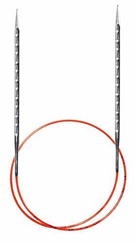 Addi 63408 addiNovel Rundstricknadeln, quadratisch, 60 cm x 6 mm, Metall, rot, 60cm 6mm
