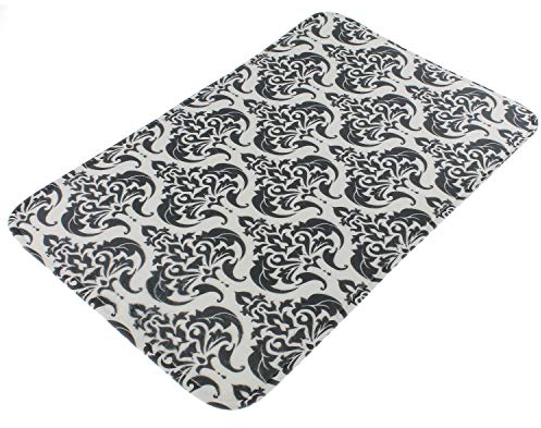 Sanixa PA52000 Anti-Rutsch Badematte Barock Schwarz-Weiß 60 x 40 cm Vintage Memory Foam extra weich Bad-Teppich Vorleger Dusch-Matte SCHNELL TROCKNEND