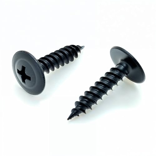 BCP Fasteners #8 x 3/4, 100 Qty Phillips Small Black Modified Truss Head Screws, Deep Thread Sharp Point, Carbon Steel Black Phosphate Coated Self-Tapping Screws for Wood & Metal (BCP1078)