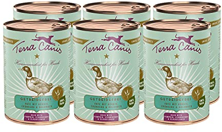 Terra Canis Ente, Kürbis & Erdbeere - Getreidefreies Nassfutter, 6x400g I Premium Hundefutter in 100% Lebensmittelqualität Aller Rohstoffe I Reichhaltig & gesund, allergenarm & glutenfrei