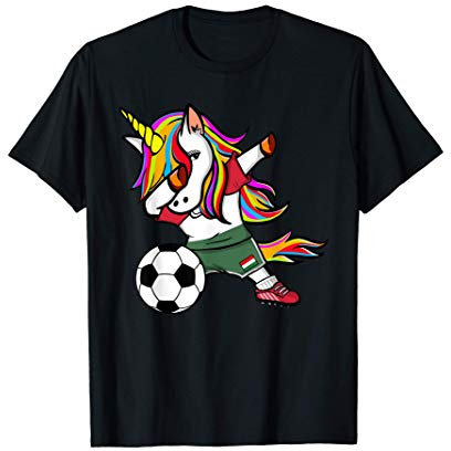 Dabbing Unicorn Hungary Football - Hungarian Flag Soccer T-Shirt