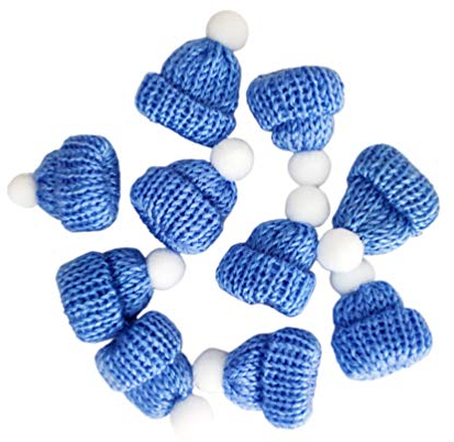 PRETYZOOM 10 Stück Miniatur Strickmützen Lollipop Mütze Lutscher Topper Hellblau Mini Hut Puppenmütze Puppenhaus Puppenhut Christbaumschmuck DIY Handwerk Schmuck Basteln Schmuckanhänger Zubehör