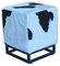 Faunos Design Hocker BADGO 44x44x44 cm Kuhfell Metall Schwarz Weiß Sitzhocker Wohnzimmer