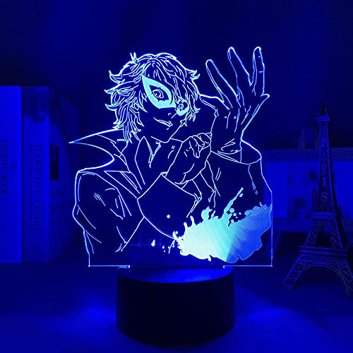 KJsdaADSA 3D Night Lamp Anime Illusion Lamp PERSONA 5 LED Night Light per bambini Camera da letto Decor Night Light Regalo di compleanno Anime Gadget Room Lampada da tavolo 16 colori