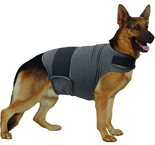 QIYADIN Hund komfort ångestlindrande rock, andningsbar åska skjorta för hundar, lugnande väst wrap (XL)