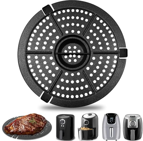 Grill Pan, 6.1''Non-Stick Round 2 QT Air Fryer Replacement Tray Rack Parts Accessories Crisper Plate Grill Plate for Chefman Dash Powerxl 2 QT Bella 1.6 QT Air Fryer,Dishwasher Safe