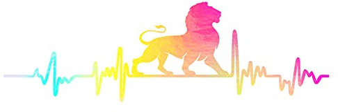 Aufkleber Herzschlag Tiere Breite 27cm Lifeline Heartbeat Deko Sticker Selbstklebend für Auto Kühlschrank Laptop Autoaufkleber K150 (Hologramm, 19 Löwe)