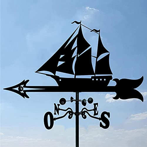 CNMJI Retro Barco Veleta de Viento Cobertizos para Exteriores Patio de Hierro Jardín Techo Graneros Decoración Patio Que Indica la dirección del Viento Herramienta de medición