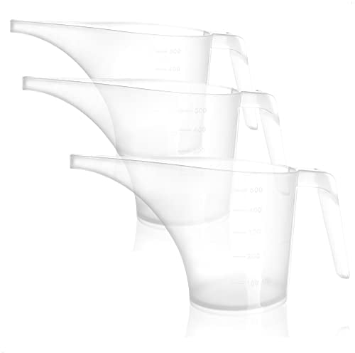 COM-FOUR® 3x Pichet entonnoir - arrosoir avec bec verseur - entonnoir transparent - pichet doseur pour faire du savon