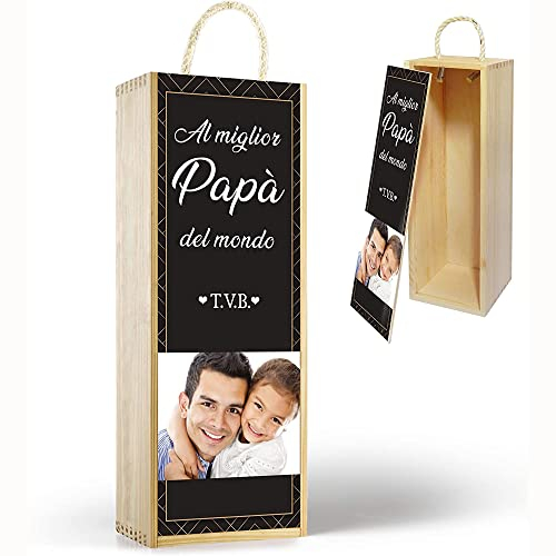 GIFART Scatola Box Porta Bottiglie Vino Liquori in Legno di Betulla Personalizzabile con Maniglia
