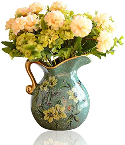 YYDSA Blumenvase Keramik Vintage Dekorative Vasen Klein Grüner Krug Retro Vintage Porzellan Ornamente Für Wohnzimmer Schlafzimmer