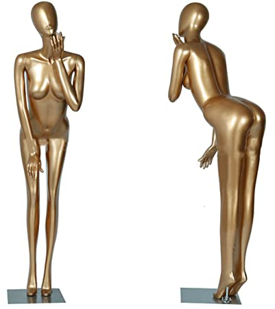 LJHU Mannequin Sexy Weibliche Bewegliche Schaufensterpuppe mit Metallsockel, Goldvolle Kleiderformkunst für Gegenfotostudio-Fotografiegebäude, Einfach Einzurichten