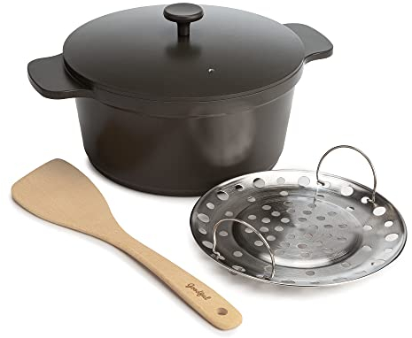 Goodful All-In-One Pot, Multilayer Nonstick, High Performance Cast Dutch Oven With Matching Lid, Roasting Rack And Turner, Made Without PFOA, Dishwasher Safe Cookware, 4.7-Quart, Graphite