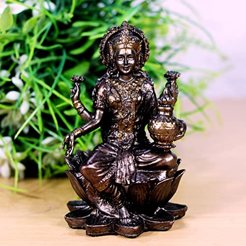 SATYA EXPORTS Estatua de la diosa india Lakshmi ídolo hindú Laxmi Diosa Decoración para el hogar y la oficina (tamaño 8 cm x 5 cm)