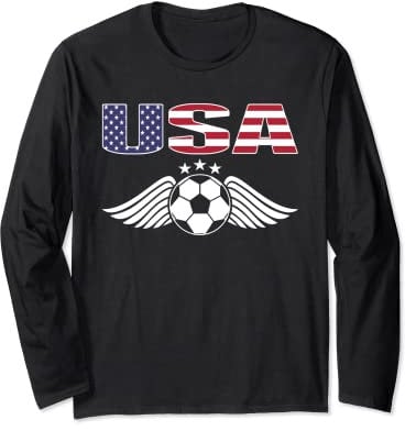 America Soccer Fans Jersey - American Flag Football Lovers Long Sleeve T-Shirt