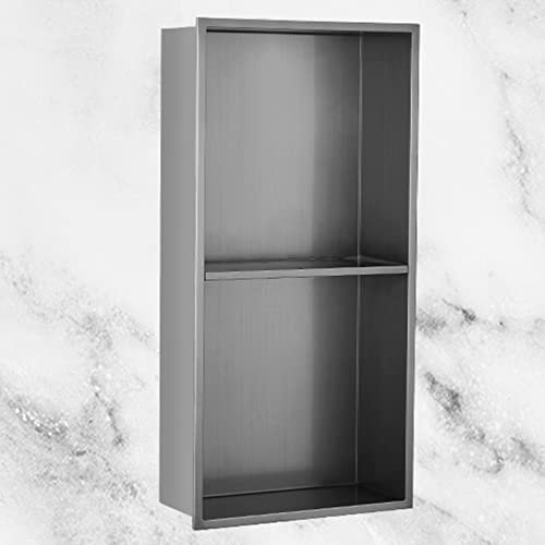 Duschnische Edelstahl-Lagerregal, Badezimmer-Aufbewahrungswürfel, in die Wand eingesetztes Nischen-Einbauregal, Wohnzimmer, verdeckter Schrank, dekorative Aufbewahrungsbox, Shampoo-Halter-Organizer