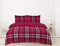 King Red Wine Charcoal Grey Highland Tartan Check Duvet Cover, Reversible Easy Care Poly Cotton Bedding With Pillow Cases (Red Wine, King)