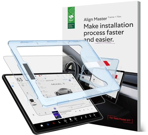 Bioton Silkfeel Protection d'écran en verre conçue pour Tesla Model 3 / Y Center Control Touch [Alignement automatique] [Anti-reflet] [Dureté 9H]