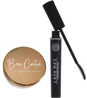2-teilig | Mascara + Augenbrauen Gel Set | Lash Max Mascara + BROW CONTROL – Wimperntusche & Brow Soap für definierte Augenbrauen | GL Beauty Lashes Wimpern & Augenbrauen