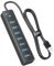 iDsonix 7 Prots Hub USB 3.0 [1,9 m] Hub extenseur USB 5 Gbit/s Adaptateur multiport Hub USB Long câble pour PC, ordinateur portable, clé USB, disque dur mobile, Windows/XPS, 1 m