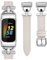 Wearlizer Lederarmband kompatibel mit Fitbit Charge 6/Charge 5 Armbänder für Damen, Dressy Slim Lederband Armband mit D-Shape Metallschnalle Ersatzarmband für Charge 6/Charge 5