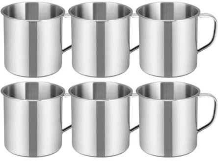 Alipis Stainless Steel Cup Set for Kids - Mini 6Pcs Drinking Cups Metal Mugs for Home School and Outdoor Use Ideal for Water and Tea