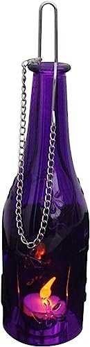 Echtglasflasche Kerzenhalter Flasche zum aufhängen versch. Farben erhältlich 14466 (lila)