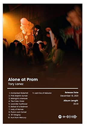 Tory Lanez Poster Alone at Prom Album Cover Poster Leinwand Poster Wandkunst Dekor Druck Bild Gemälde für Wohnzimmer Schlafzimmer Dekoration 30 x 45 cm