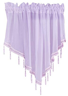 SYSUII Scheibengardinen mit Quasten Voile Bistrogardine Kurzstore Kurzvorhang Küchengardine Kurze Küche Fenstervorhänge Kurzvorhang Modern Fenstervorhang Kleinfenster Kurze Fenster 130cmx60cm-Lila