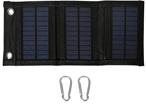 DEWIN Placa Solar Portatil, Panel Solar Plegable de 3 Pliegues 10W 5V USB Cargador Plegable Portátil de Células Solares para Teléfono y Portátil
