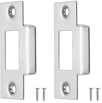 sourcing map Door Strike Plate, 2Pcs 68mm x 39mm 201 Stainless Steel Latch Deadbolt Strike Plate for Door Frame Door Jamb, Silver