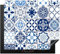 KitchenYeah© Protezione Piano Cottura Tappetino per Induzione 60x52 cm Cucina Proteggi Coprifornello Antiscivolo Mosaico - Blu - Motivo - Bianco