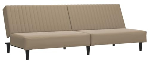 vidaXL Schlafsofa 2-Sitzer, Schlafcouch für Wohnzimmer Heimkino Büro, Gästebett mit Holzrahmen, Sofabett Tagesbett Couch Sofa Ausziehbar, Cappuccino-Braun Kunstleder