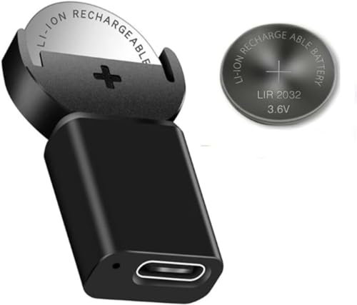 BenjiPower - Chargeur de Piles Bouton Rechargeable (Batterie) avec 1x LIR2032 (remplace CR2032) USB Type C