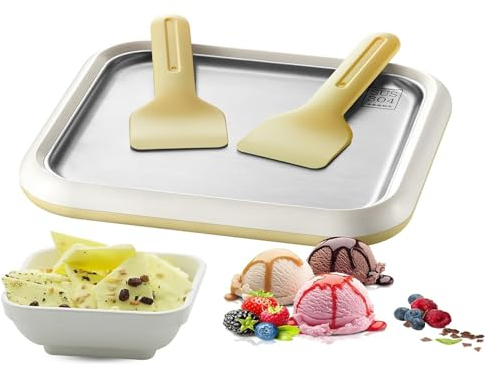 Machine à crème glacée roulée, machine à crème glacée aux fruits surgelés avec 2 spatules, machine à yaourt glacé, machine à crème glacée molle pour faire de la crème glacée roulée, du yaourt glacé
