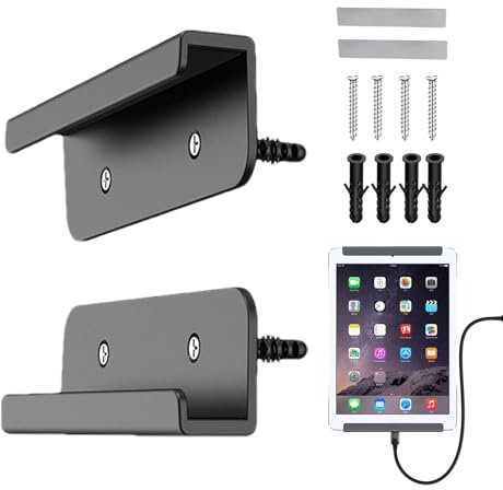 zwxqe Tablet Wall Holder, Adhesive Tablet Stand with Laptop Shelf, Wall-Mounted Tablet and Laptop Holder, Multi-Device Wall Organizer, EReader, Tablet, Smartphone Holder