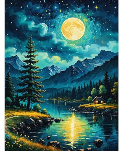 Viart Malen nach Zahlen Landschaft-Malen nach Zahlen Erwachsene,Berg Paint by Numbers Adult für Home Wand Dekor 30x40cm