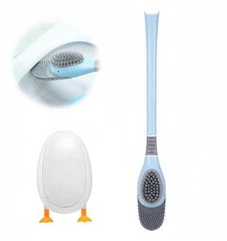 MUYAPAY 2 Piezas Escobillas de Baño Diving Duck, Escobilla WC con Soporte Set, Toilet Brush con Base, Escobilla Baño Silicona, para Inodoros, Baños, Vehículos Recreativos, Apartamentos (Azul)