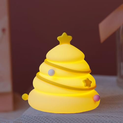 Auezona Weihnachtsbaum Nachtlicht Kinder, Silikon Nachtlicht Baby 3 Lichtmodi, Silikon Stilllicht Dimmbar mit Timer, Nachtlicht Dimmbar Kinder Touch, Kawaii Nachtlicht Kinderzimmer Babyzimmer Deko