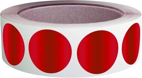 Royal Green 3,2 cm Runde Aufkleber Punkte 30 mm Permanente Etiketten in Metallisch Rot - 1000 Stück Packung
