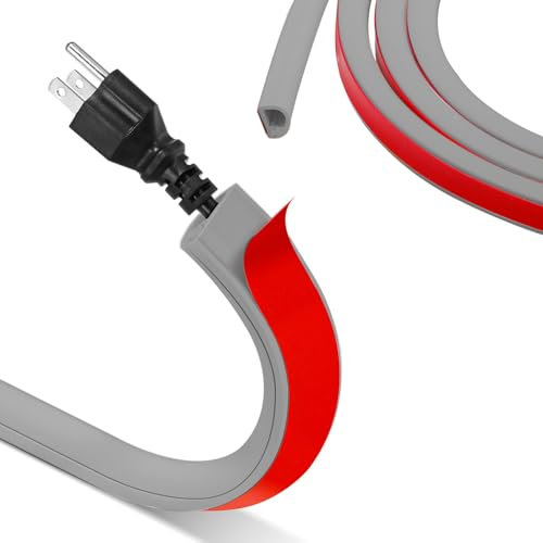 Mini goulotte de câble autocollante - 1 m - Flexible semi-circulaire - Gris - Pont de câbles - Pour protéger les câbles - Résistant aux intempéries - Goulotte pour cacher 1 câble