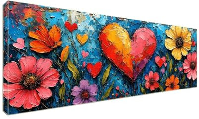 Diamond Art Kits Adults, 5D Diamond Painting Love Flower Diamond Art for Kids, DIY Full Drill Embroidery Cross Stitch Gem Art Beginners Arts and Crafts Kit for Home Wall Decor Gifts 150x60cm S-505