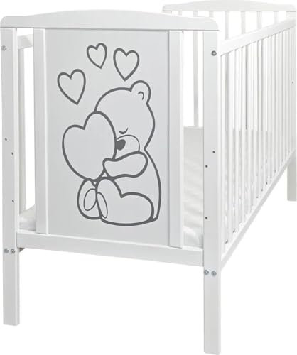 Generico Culla Lettino per bambini Lettino per bambini Timmi incl. materasso in legno massiccio 3 regolabile in altezza 60x120 cm Bianco